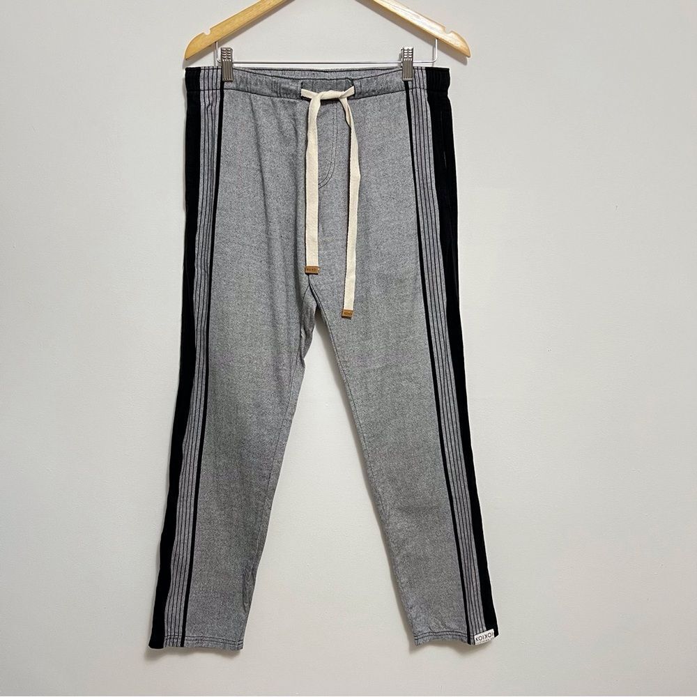 KOIKOI Mens Trousers Medium Gray Black Tailored Natural Cotton Pull On